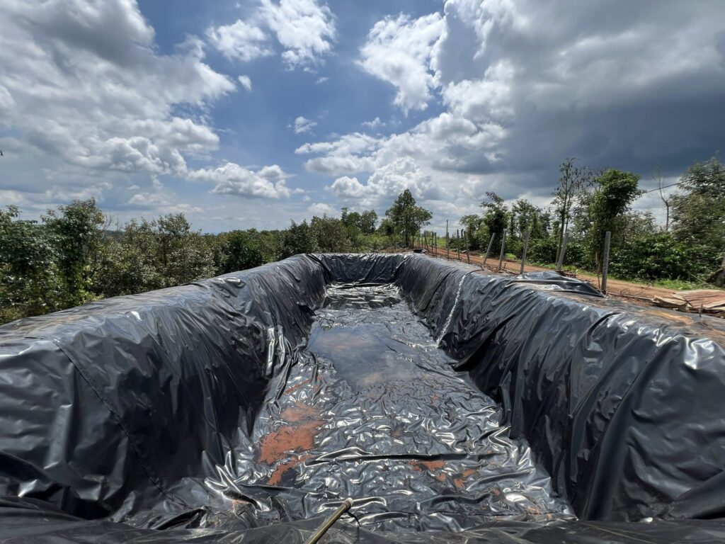 Bạt lót hồ chứa nước tưới cây sầu riêng HDPE